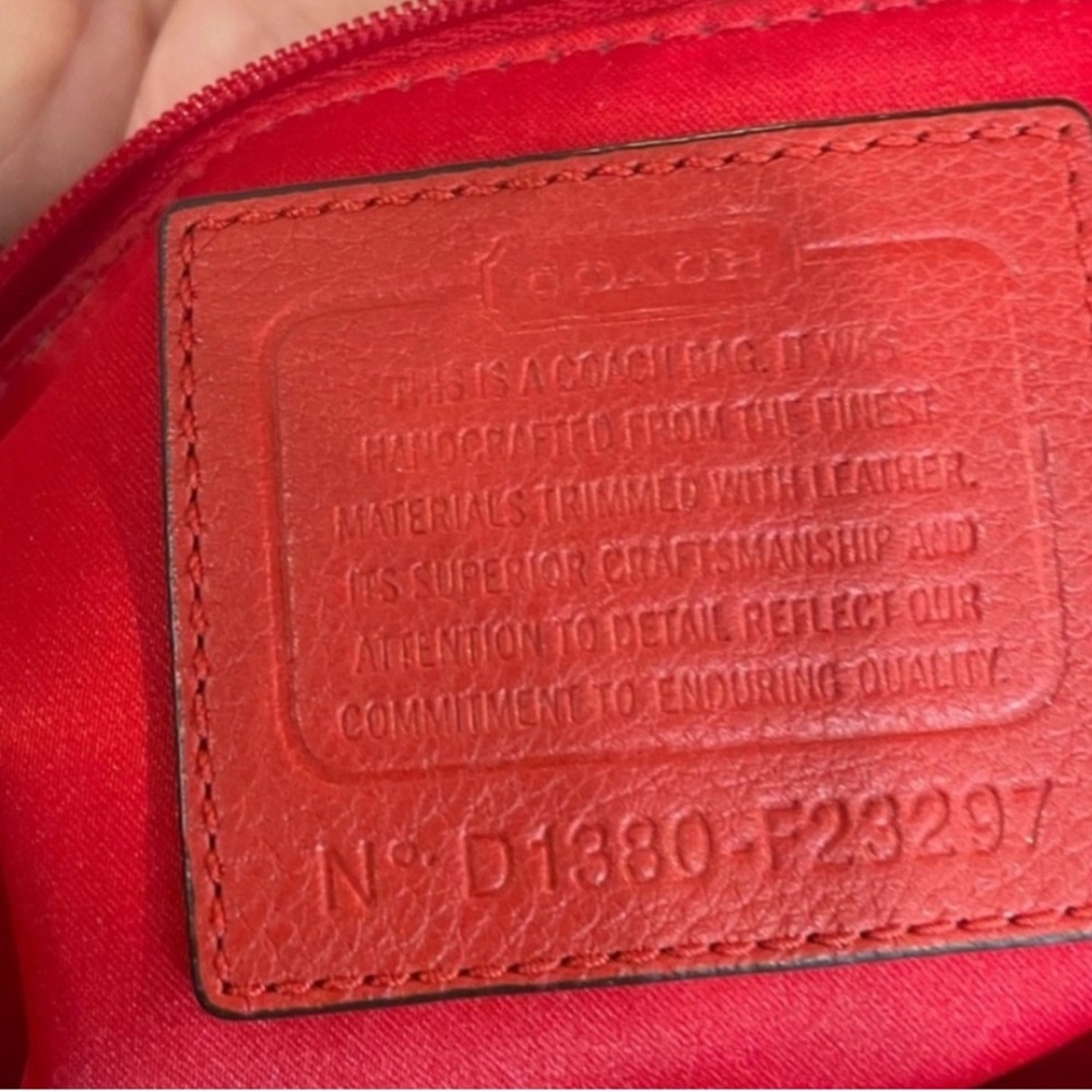 Coach Park Signature Carrie Tote Shoulder Bag Purse ~Vermilion~ EUC - Picture 6 of 10